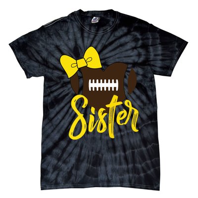 Football Sister Shirts Football Sister Bow Shirts Yellow Gold Tie-Dye T-Shirt