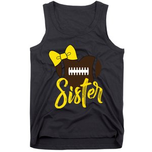 Football Sister Shirts Football Sister Bow Shirts Yellow Gold Tank Top