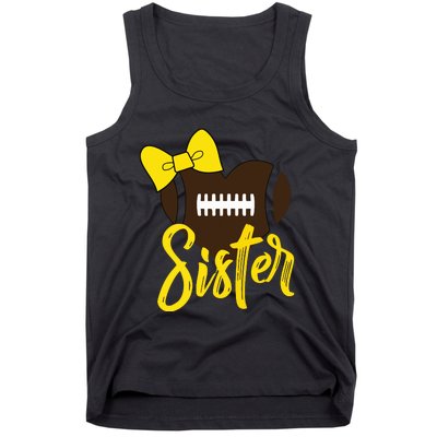 Football Sister Shirts Football Sister Bow Shirts Yellow Gold Tank Top