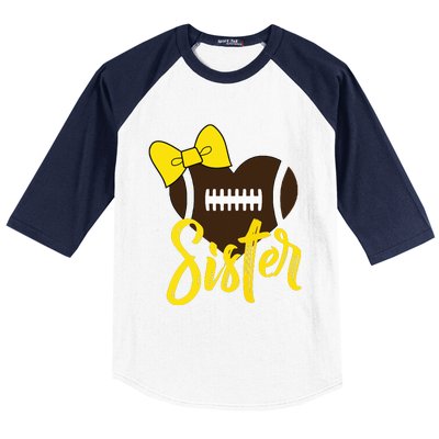 Football Sister Shirts Football Sister Bow Shirts Yellow Gold Baseball Sleeve Shirt