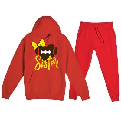 Football Sister Shirts Football Sister Bow Shirts Yellow Gold Premium Hooded Sweatsuit Set