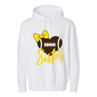 Football Sister Shirts Football Sister Bow Shirts Yellow Gold Garment-Dyed Fleece Hoodie