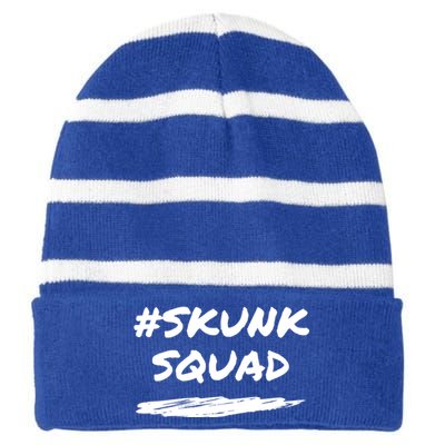 Funny Skunk Squad Hashtag #Skunksquad Great Gift Striped Beanie with Solid Band