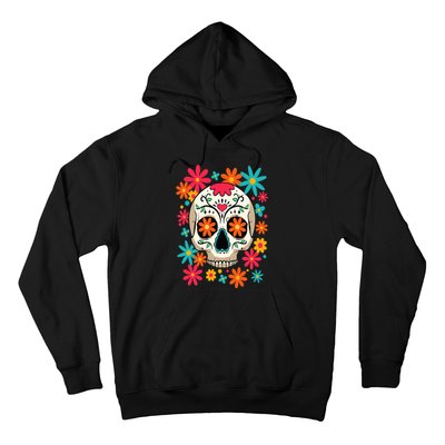 Floral Sugar Skull Dia De Muertos Day of The Dead Hippie Hoodie