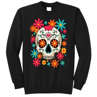 Floral Sugar Skull Dia De Muertos Day of The Dead Hippie Sweatshirt