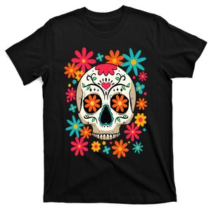 Floral Sugar Skull Dia De Muertos Day of The Dead Hippie T-Shirt