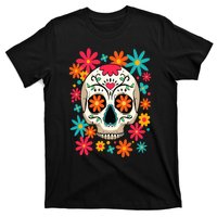 Floral Sugar Skull Dia De Muertos Day of The Dead Hippie T-Shirt