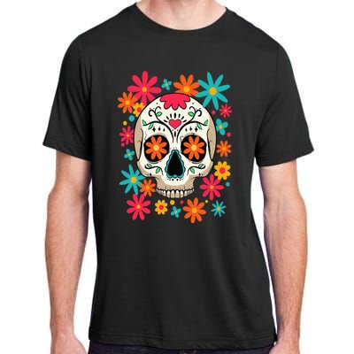 Floral Sugar Skull Dia De Muertos Day of The Dead Hippie Adult ChromaSoft Performance T-Shirt