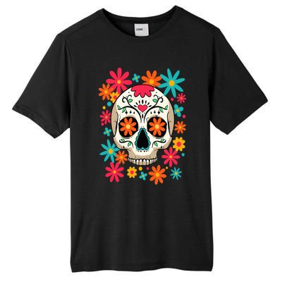 Floral Sugar Skull Dia De Muertos Day of The Dead Hippie Tall Fusion ChromaSoft Performance T-Shirt