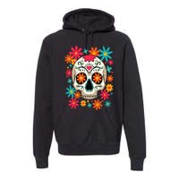 Floral Sugar Skull Dia De Muertos Day of The Dead Hippie Premium Hoodie