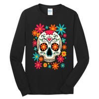 Floral Sugar Skull Dia De Muertos Day of The Dead Hippie Tall Long Sleeve T-Shirt