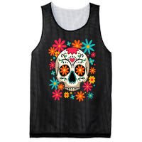 Floral Sugar Skull Dia De Muertos Day of The Dead Hippie Mesh Reversible Basketball Jersey Tank