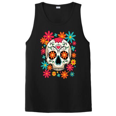 Floral Sugar Skull Dia De Muertos Day of The Dead Hippie PosiCharge Competitor Tank