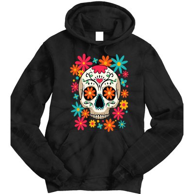 Floral Sugar Skull Dia De Muertos Day of The Dead Hippie Tie Dye Hoodie