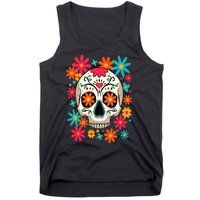 Floral Sugar Skull Dia De Muertos Day of The Dead Hippie Tank Top