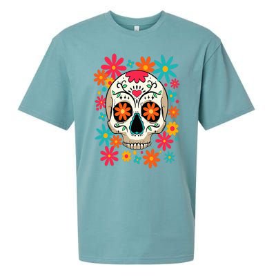 Floral Sugar Skull Dia De Muertos Day of The Dead Hippie Sueded Cloud Jersey T-Shirt