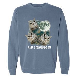 Funny Silly Staring Rage Is Consuming Me Sarcastic Cat Meme Garment-Dyed Sweatshirt