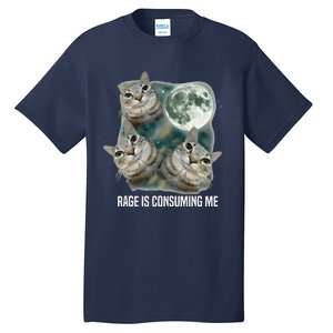 Funny Silly Staring Rage Is Consuming Me Sarcastic Cat Meme Tall T-Shirt