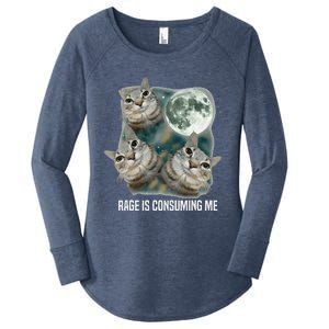 Funny Silly Staring Rage Is Consuming Me Sarcastic Cat Meme Women's Perfect Tri Tunic Long Sleeve Shirt