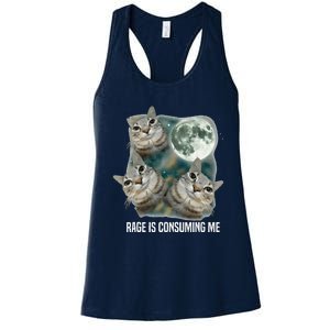 Funny Silly Staring Rage Is Consuming Me Sarcastic Cat Meme Women's Racerback Tank