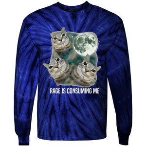 Funny Silly Staring Rage Is Consuming Me Sarcastic Cat Meme Tie-Dye Long Sleeve Shirt