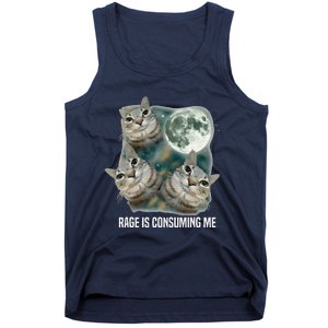 Funny Silly Staring Rage Is Consuming Me Sarcastic Cat Meme Tank Top