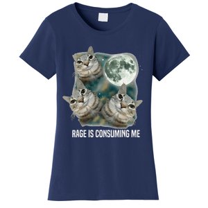 Funny Silly Staring Rage Is Consuming Me Sarcastic Cat Meme Women's T-Shirt