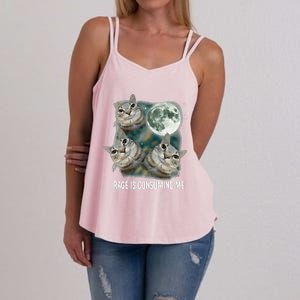 Funny Silly Staring Rage Is Consuming Me Sarcastic Cat Meme Women's Strappy Tank