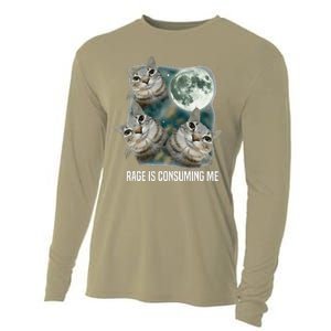 Funny Silly Staring Rage Is Consuming Me Sarcastic Cat Meme Cooling Performance Long Sleeve Crew