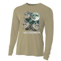 Funny Silly Staring Rage Is Consuming Me Sarcastic Cat Meme Cooling Performance Long Sleeve Crew