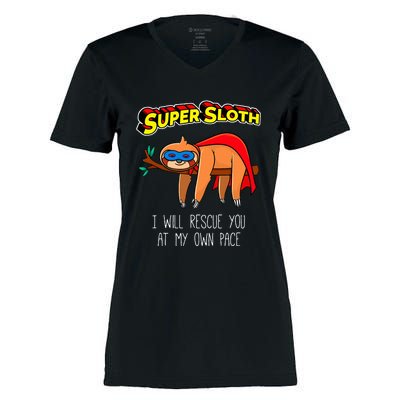 Funny Sloth Superhero Super Sloth Hero Gift Women's Momentum V-Neck T-Shirt