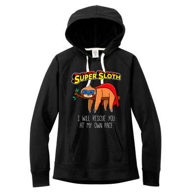 Funny Sloth Superhero Super Sloth Hero Gift Women's Fleece Hoodie