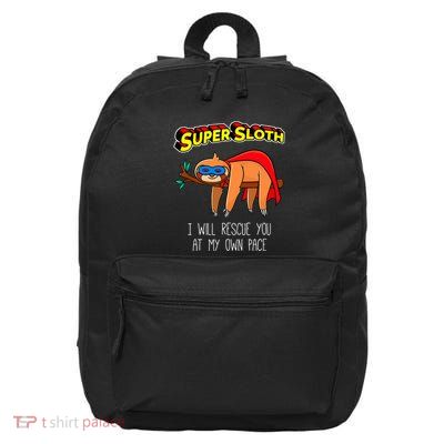 Funny Sloth Superhero Super Sloth Hero Gift 16 in Basic Backpack
