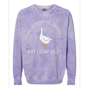 Funny Stay Silly Goose Horrors Are Endless Meme Colorblast Crewneck Sweatshirt