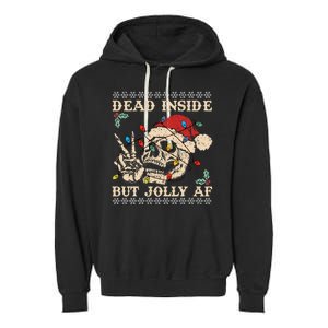 Festive Sarcastic Snarky Skeleton Ugly Christmas Sweater Garment-Dyed Fleece Hoodie