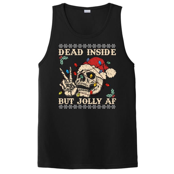 Festive Sarcastic Snarky Skeleton Ugly Christmas Sweater PosiCharge Competitor Tank