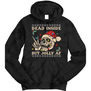 Festive Sarcastic Snarky Skeleton Ugly Christmas Sweater Tie Dye Hoodie