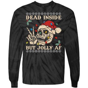 Festive Sarcastic Snarky Skeleton Ugly Christmas Sweater Tie-Dye Long Sleeve Shirt