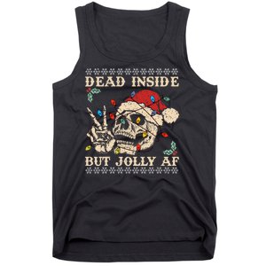 Festive Sarcastic Snarky Skeleton Ugly Christmas Sweater Tank Top