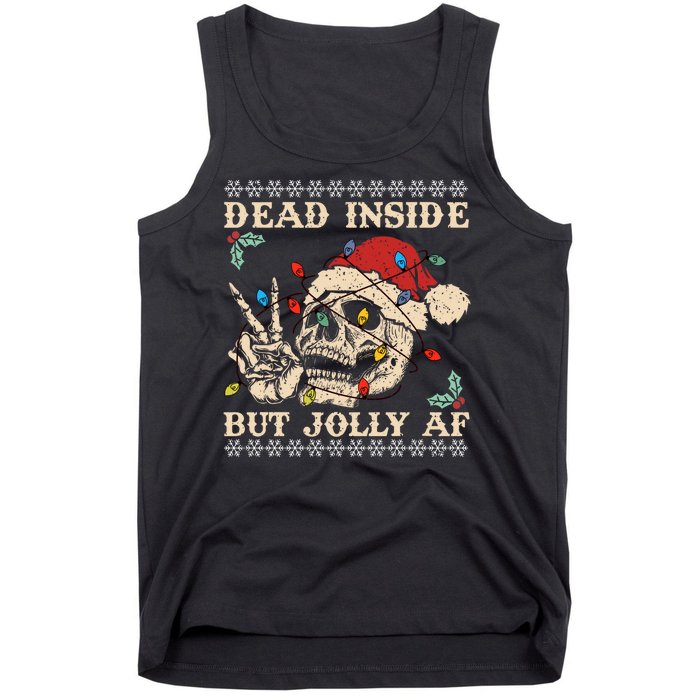 Festive Sarcastic Snarky Skeleton Ugly Christmas Sweater Tank Top