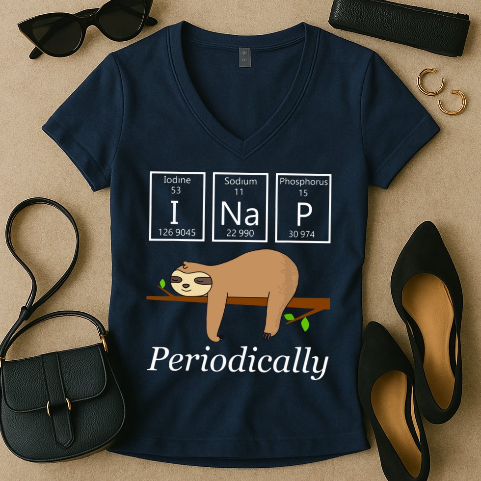 Funny Science Sloth Shirts I Nap Periodically Sloths Lovers Women's V-Neck T-Shirt