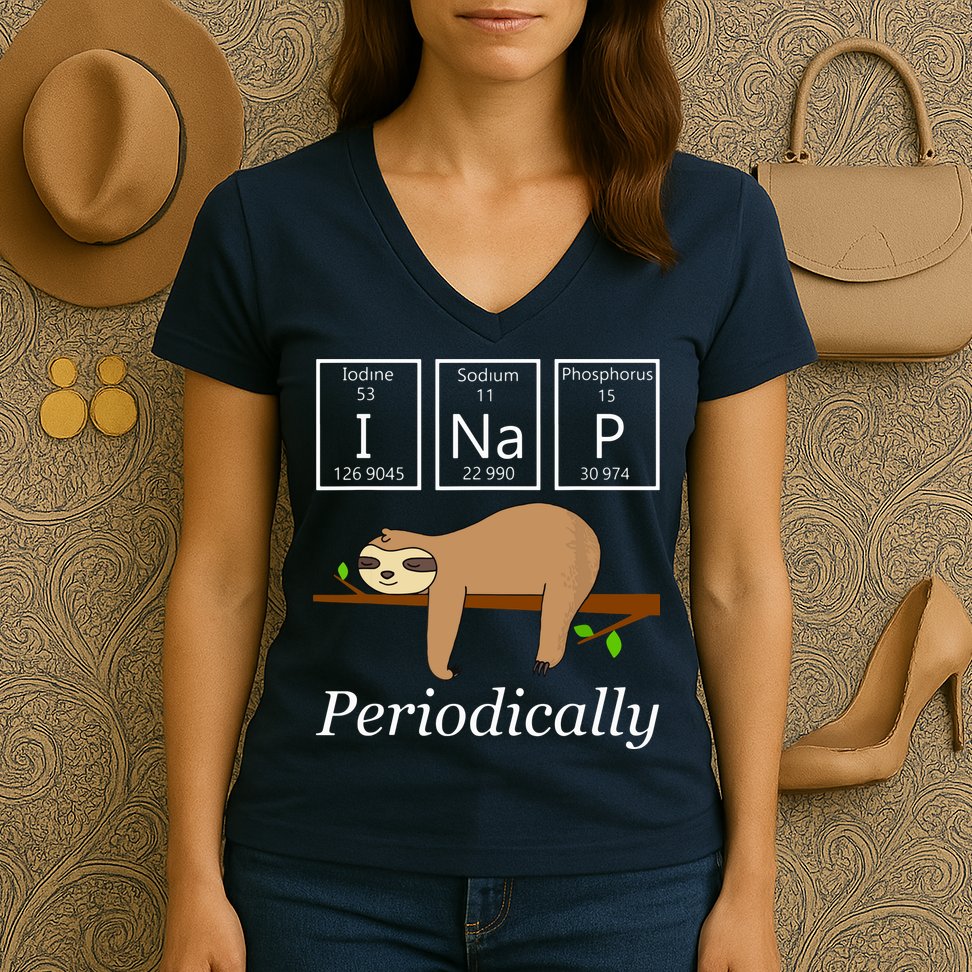 Funny Science Sloth Shirts I Nap Periodically Sloths Lovers Women's V-Neck T-Shirt