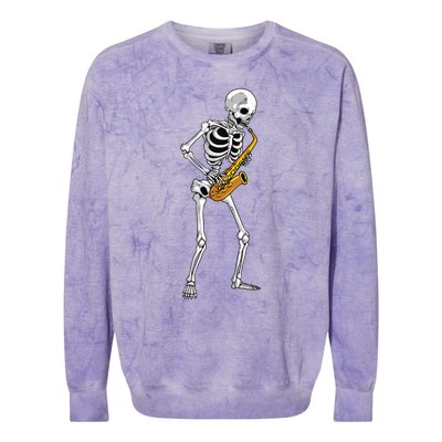 Funny Saxophone Skeleton For Men Women Saxophone Player Sax Colorblast Crewneck Sweatshirt