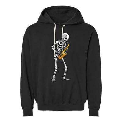 Funny Saxophone Skeleton For Men Women Saxophone Player Sax Garment-Dyed Fleece Hoodie