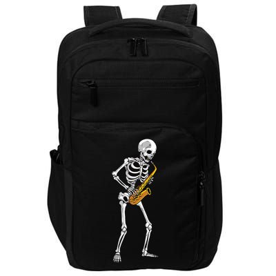 Funny Saxophone Skeleton For Men Women Saxophone Player Sax Impact Tech Backpack