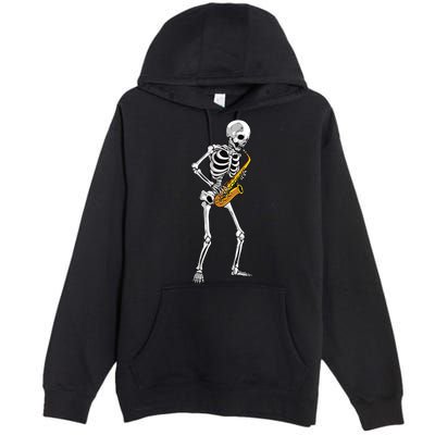 Funny Saxophone Skeleton For Men Women Saxophone Player Sax Premium Pullover Hoodie