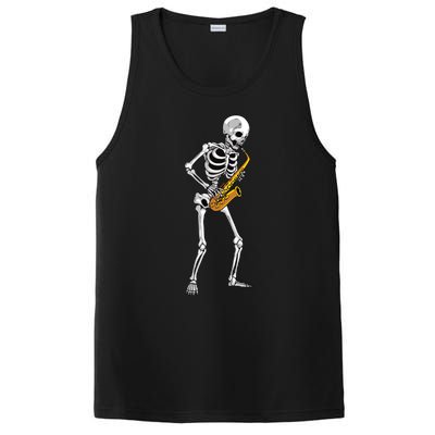 Funny Saxophone Skeleton For Men Women Saxophone Player Sax PosiCharge Competitor Tank