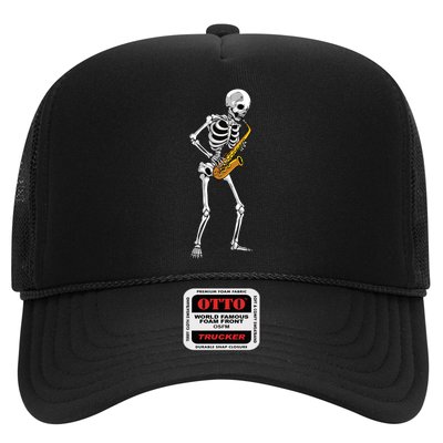 Funny Saxophone Skeleton For Men Women Saxophone Player Sax Trucker Hat