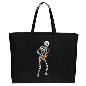 Funny Saxophone Skeleton For Men Women Saxophone Player Sax Cotton Canvas Jumbo Tote