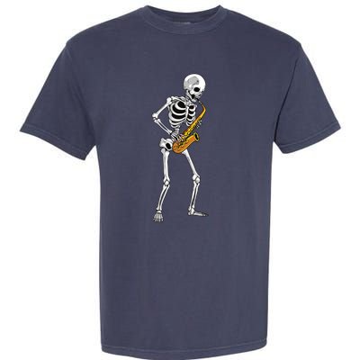 Funny Saxophone Skeleton For Men Women Saxophone Player Sax Garment-Dyed Heavyweight T-Shirt